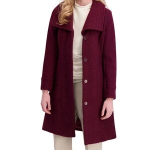 Kenneth Cole Women's Wool Blend Coat, Dark Red (Wine), Small, NWT